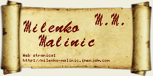 Milenko Malinić vizit kartica